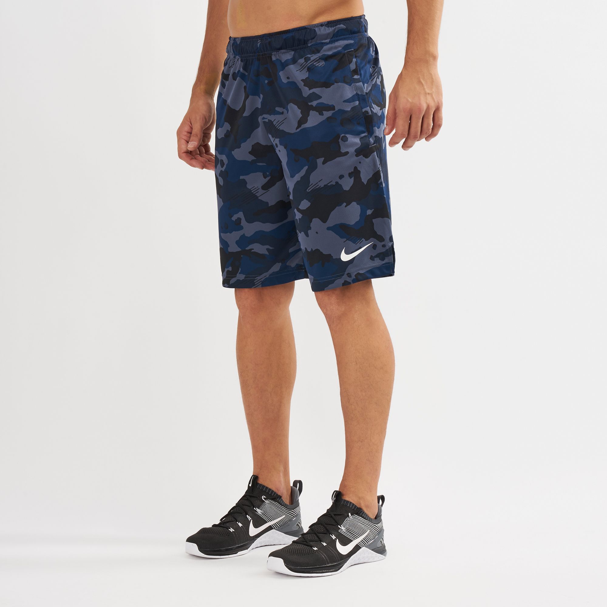 nike training dry camo shorts in grey