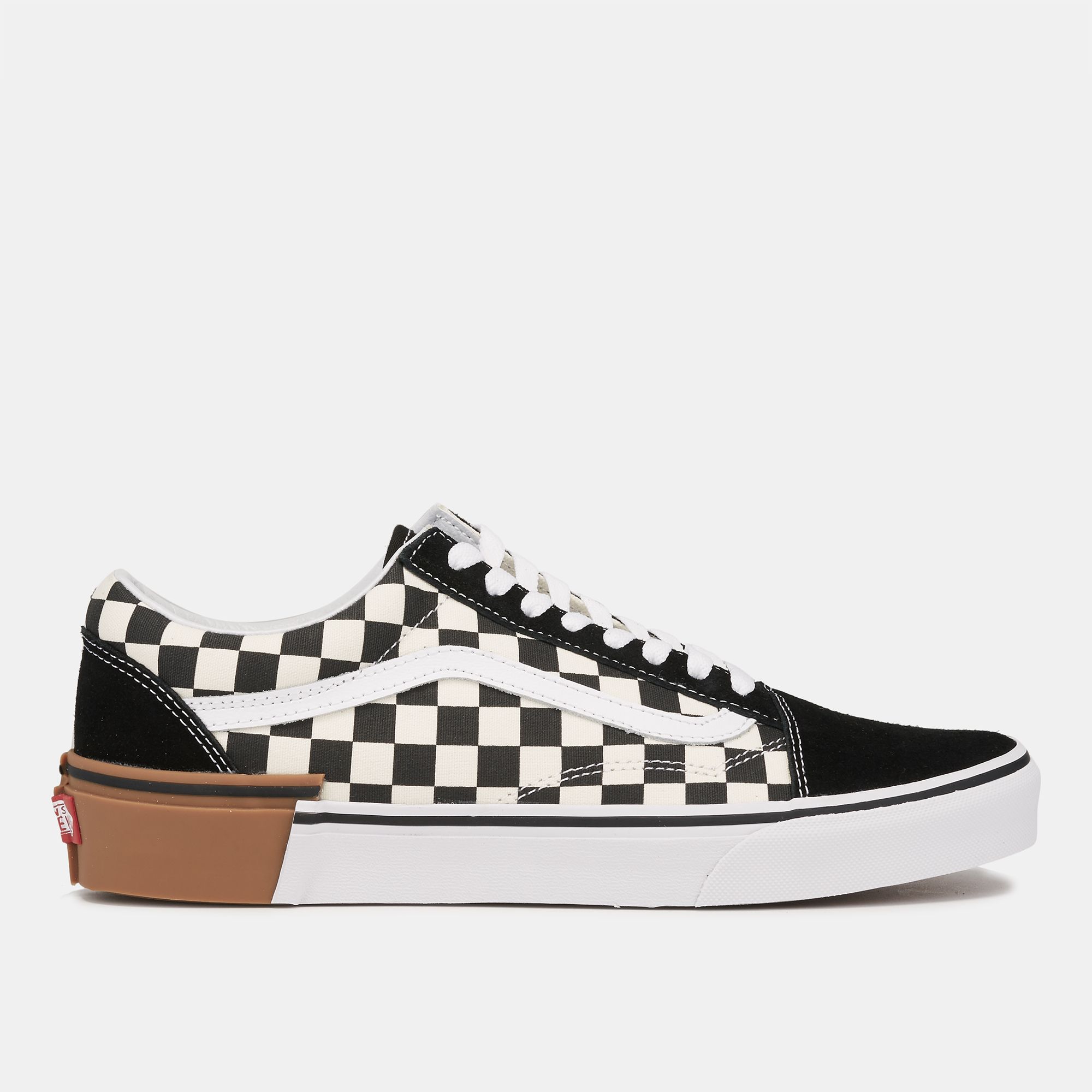 gum black checkered vans