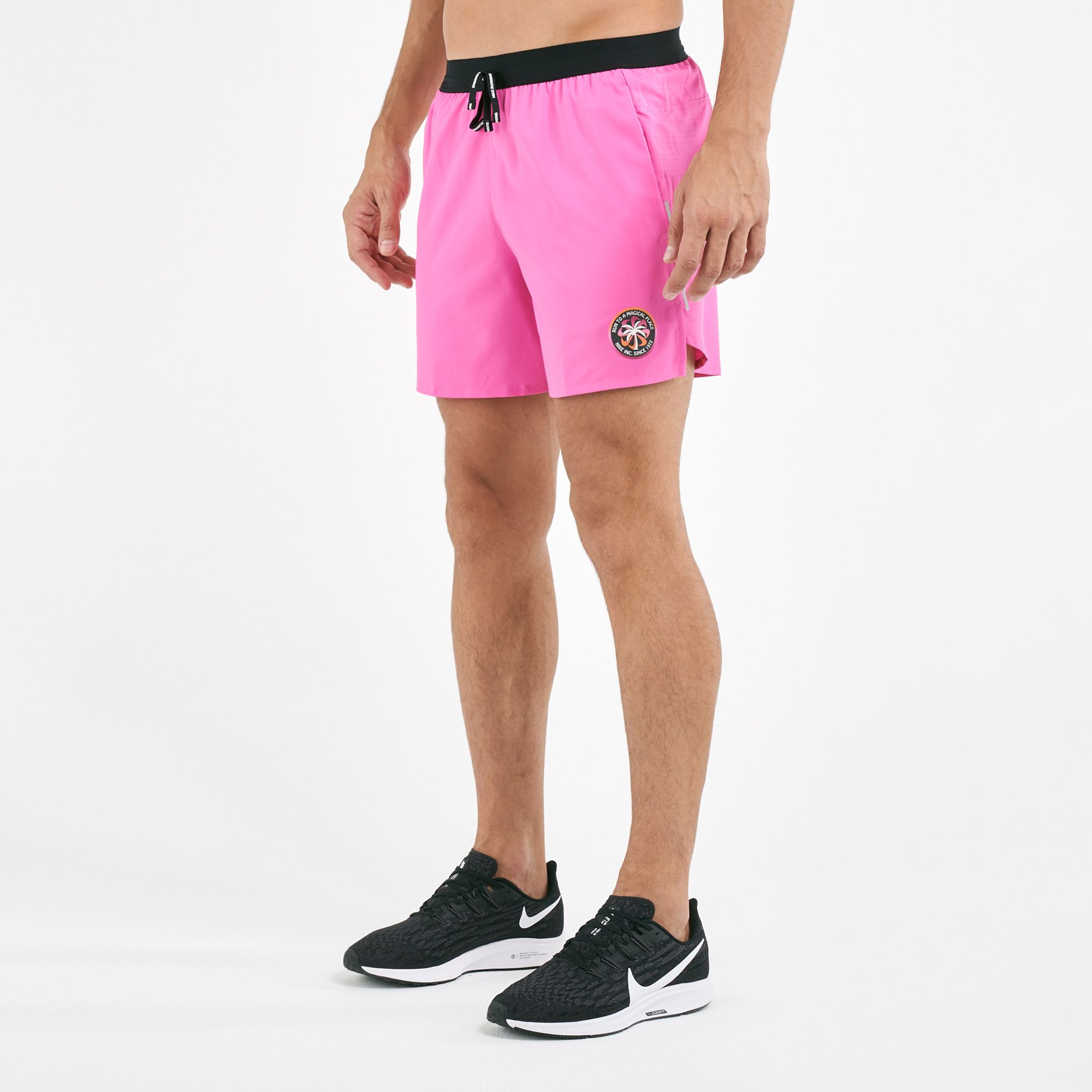 pink running shorts