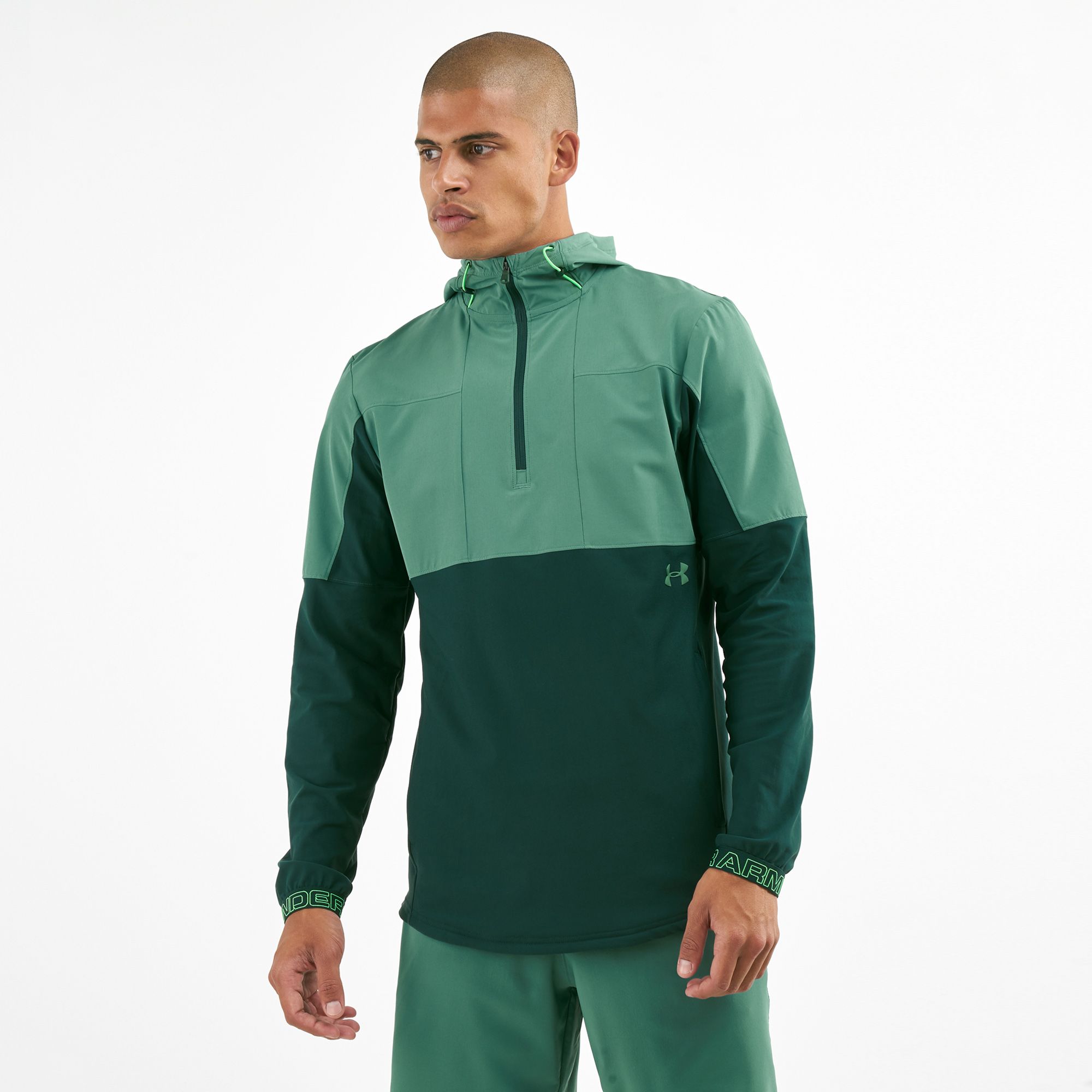 Under Armour Mens Vanish Hybrid Zip Water-Resistant Windbreaker Jacket Green