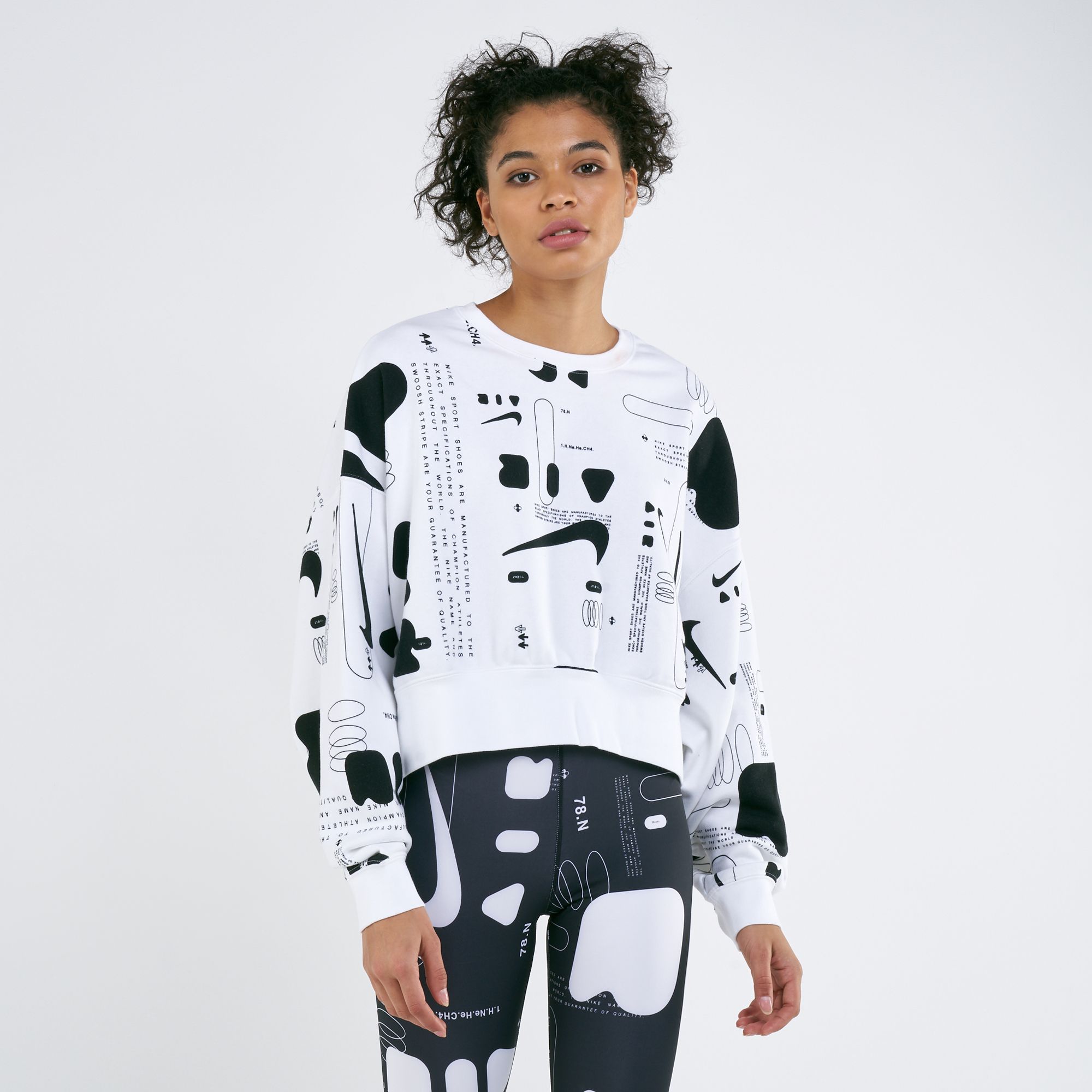 nike air allover logo print crew neck sweatshirt