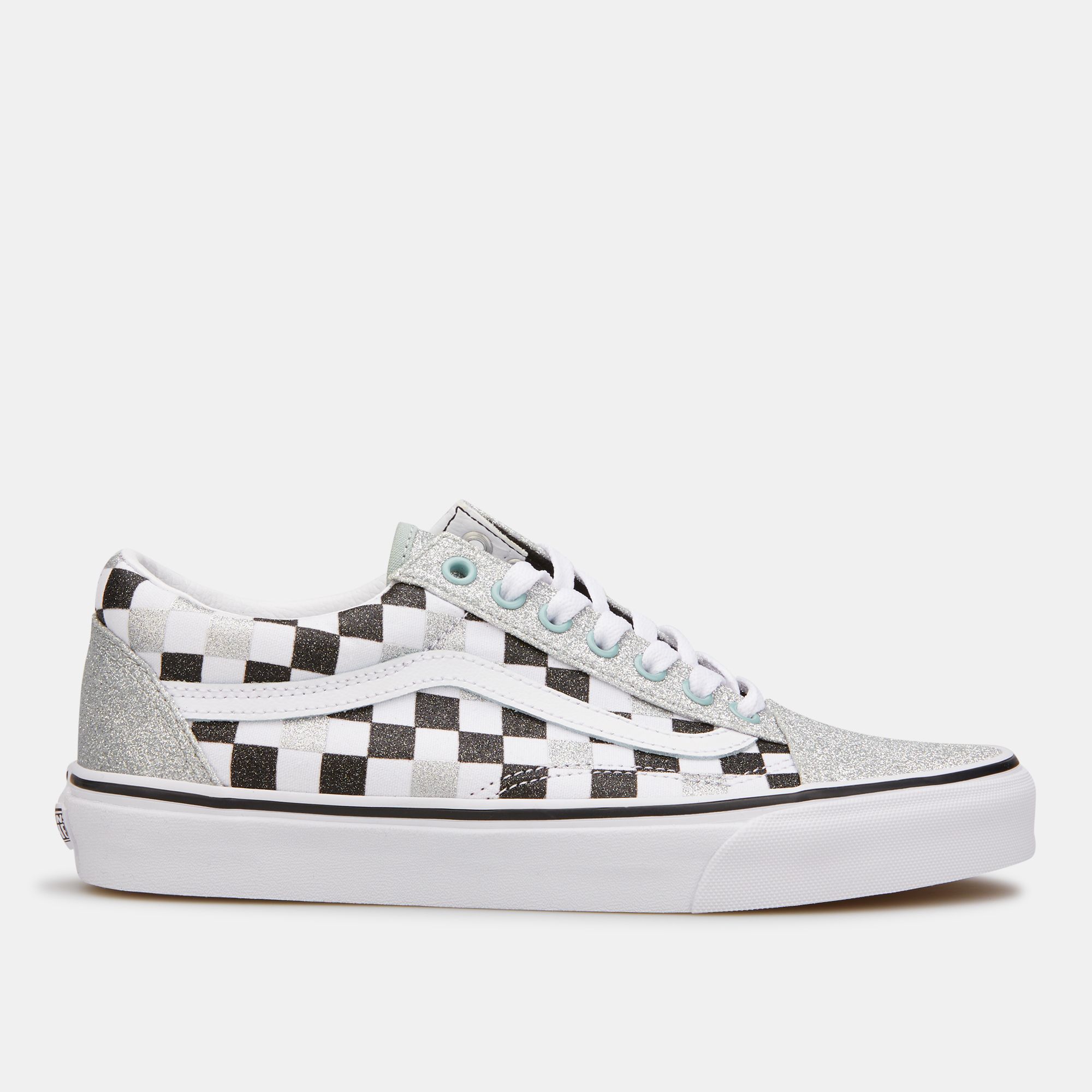 checkered sparkly vans