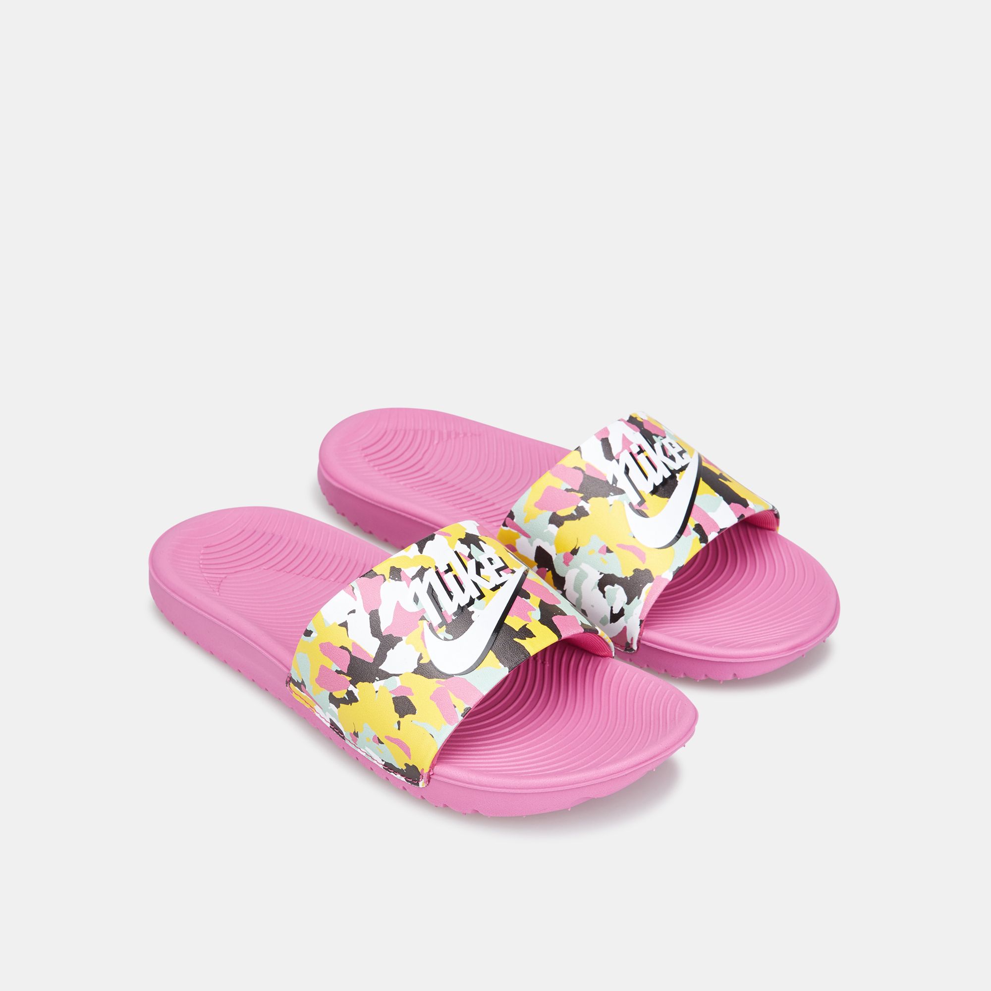 kids pink nike slides