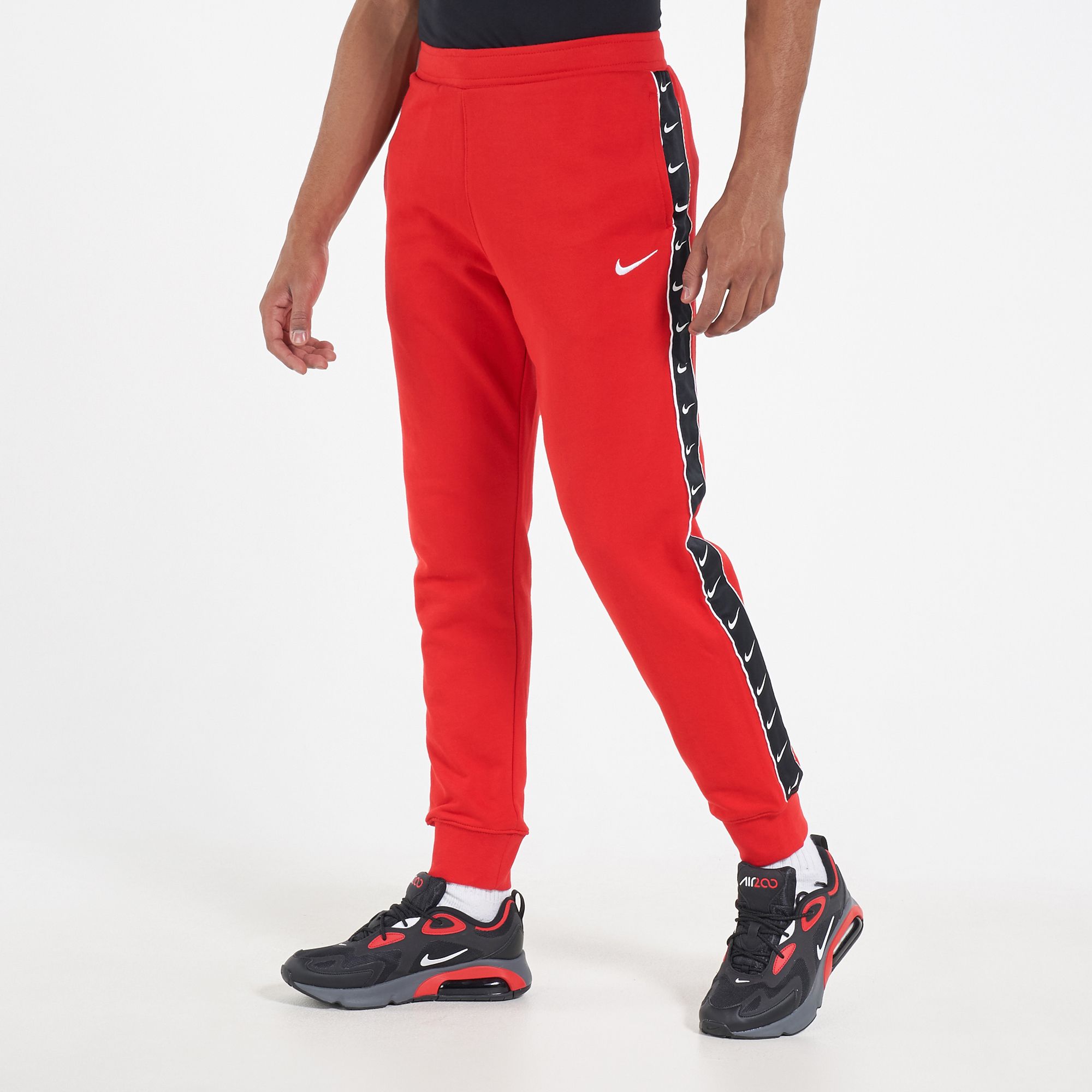 nike black and red joggers