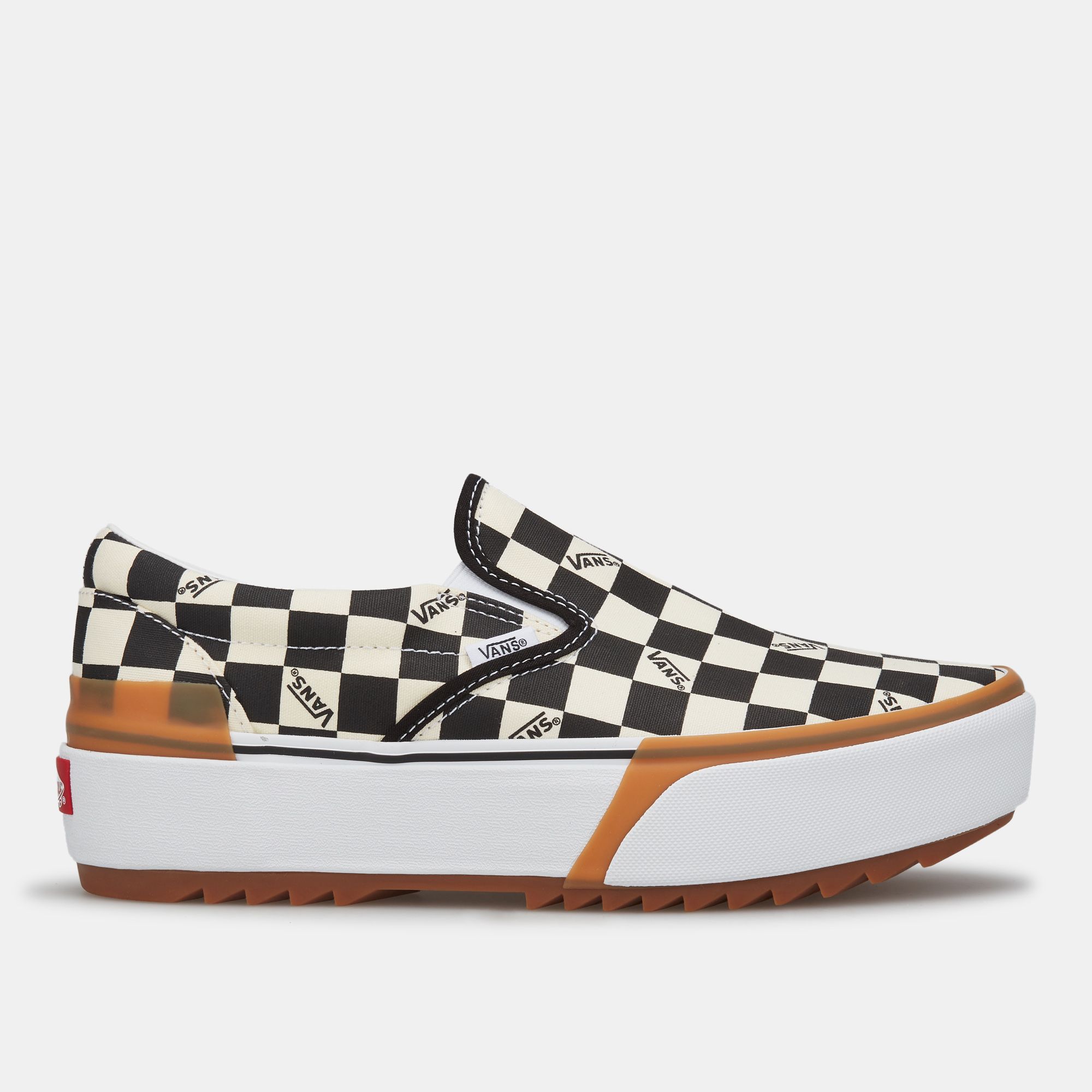 vans checkerboard slip on tan