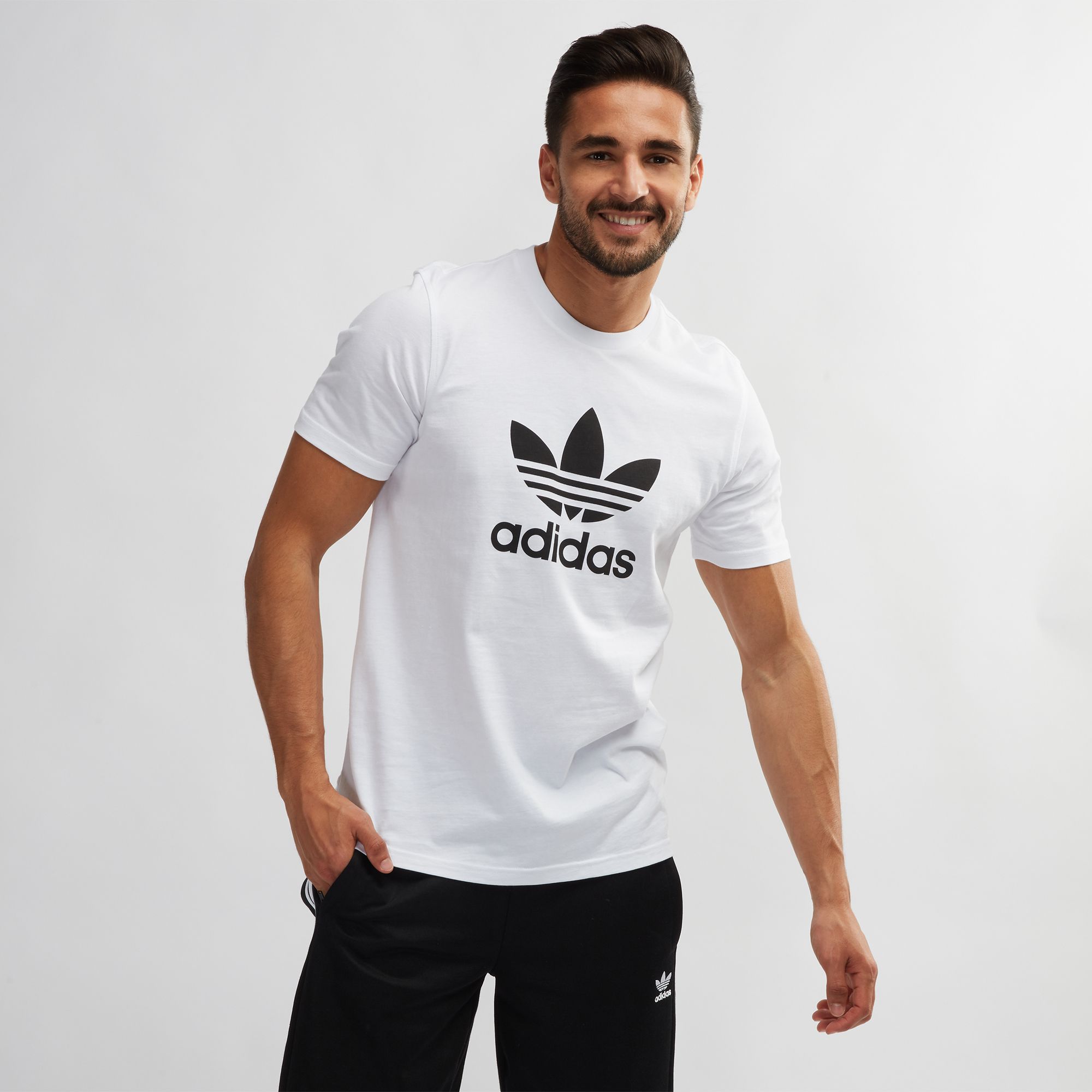 Shop White adidas Originals adicolor Trefoil T-Shirt for Mens by adidas ...