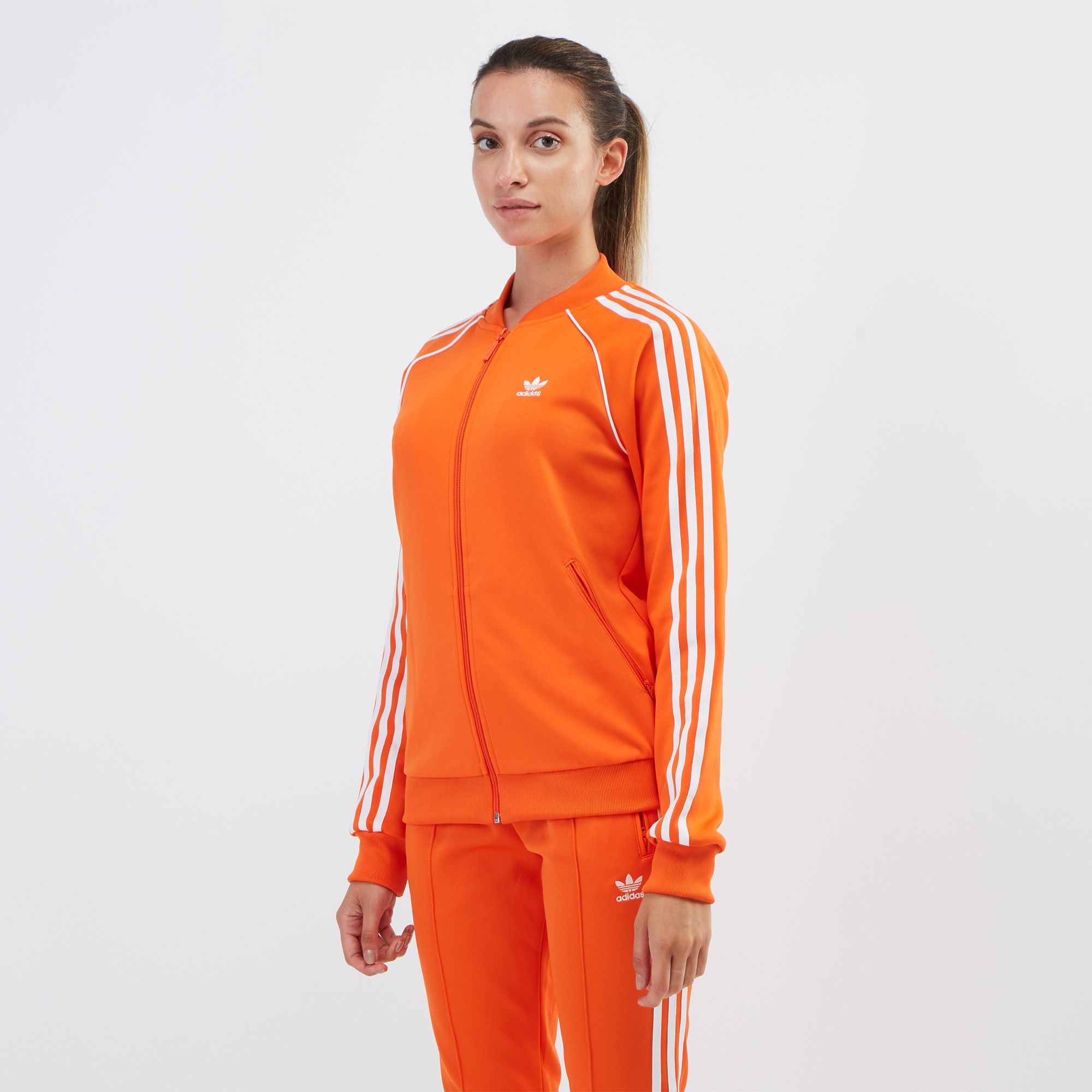 orange adidas tracksuit top