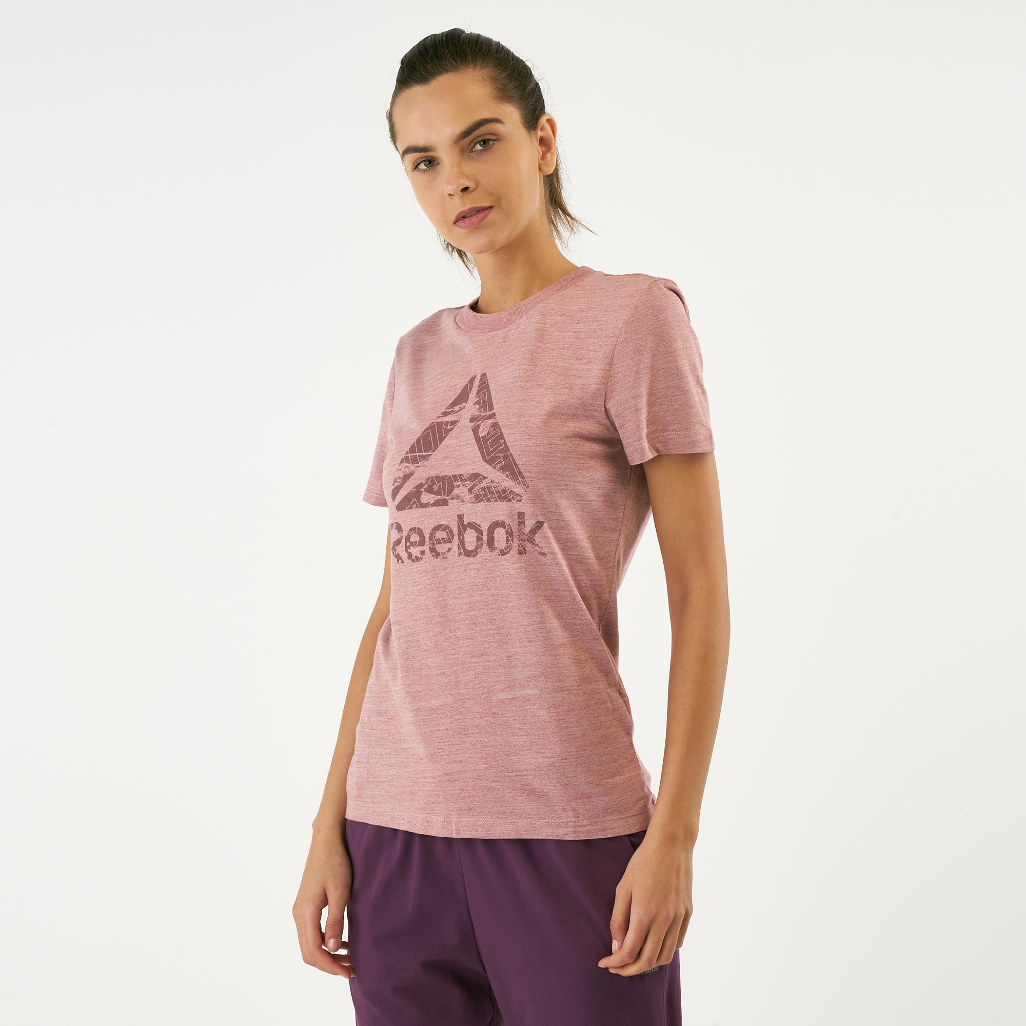 reebok t shirt womens brown