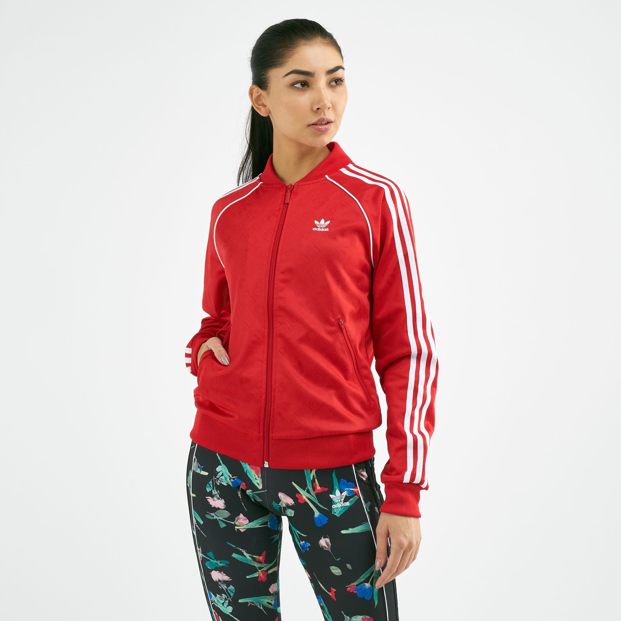 red track jacket adidas womens 