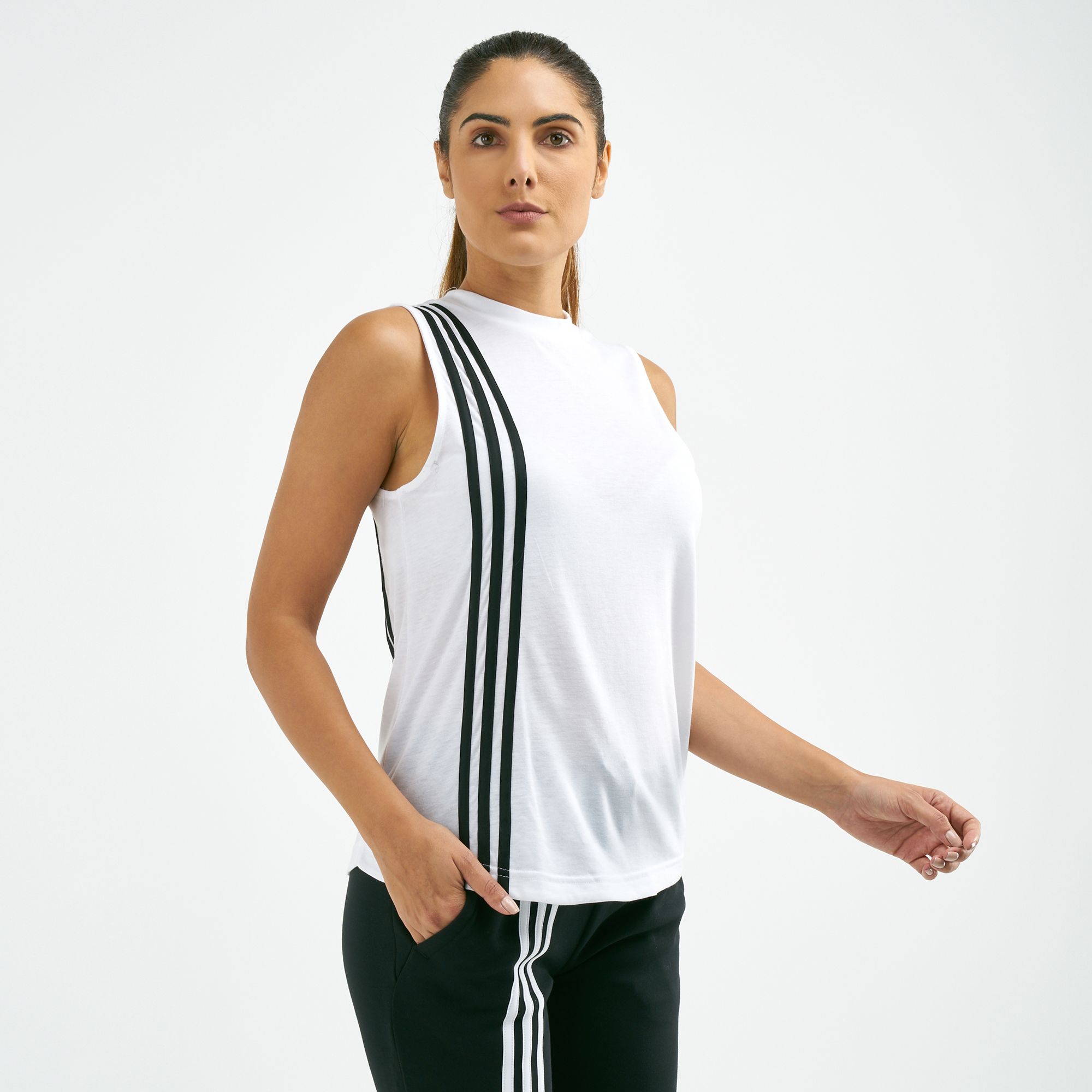 adidas three stripe poly closed hem pants ladies