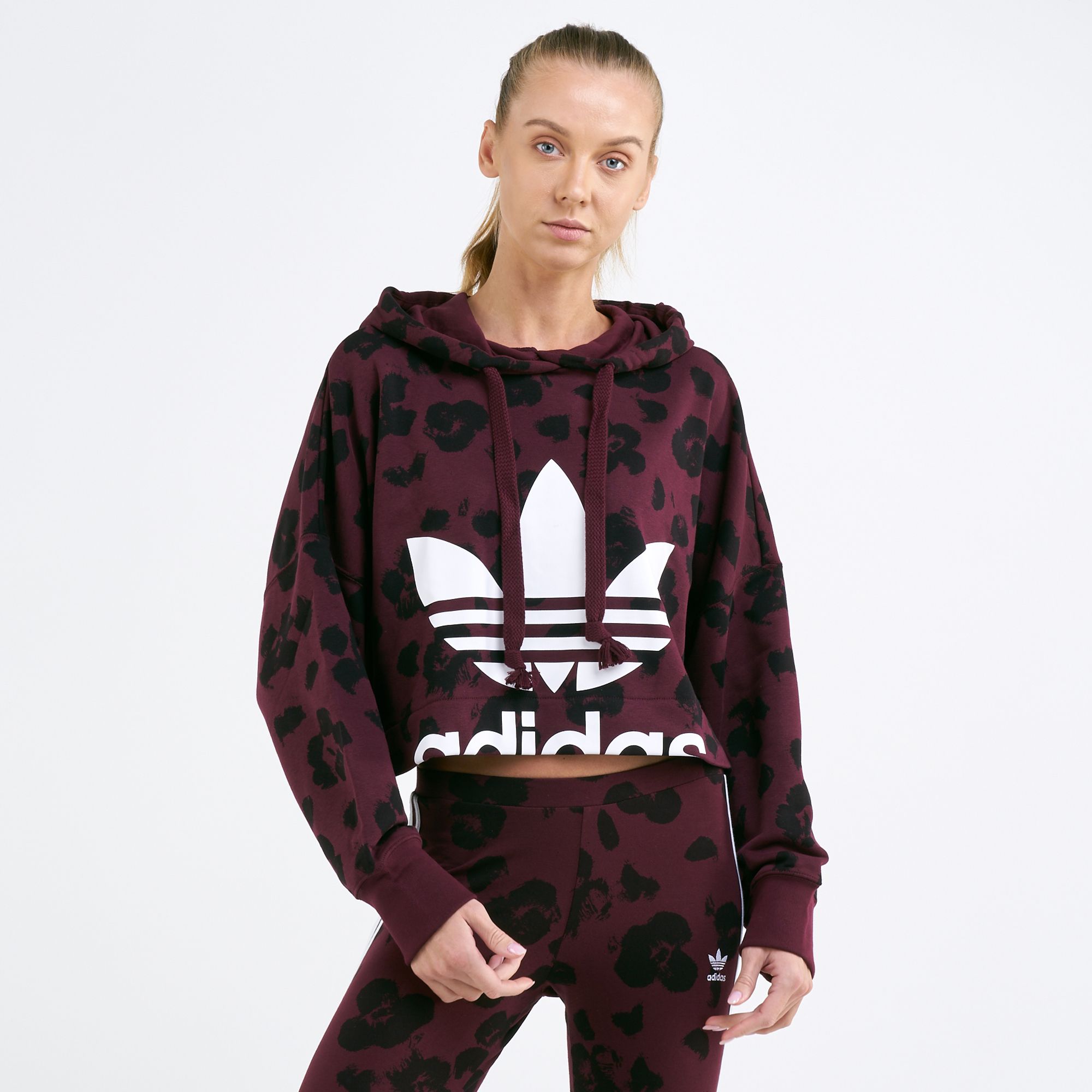 adidas originals trefoil cropped hoodie sweatshirt