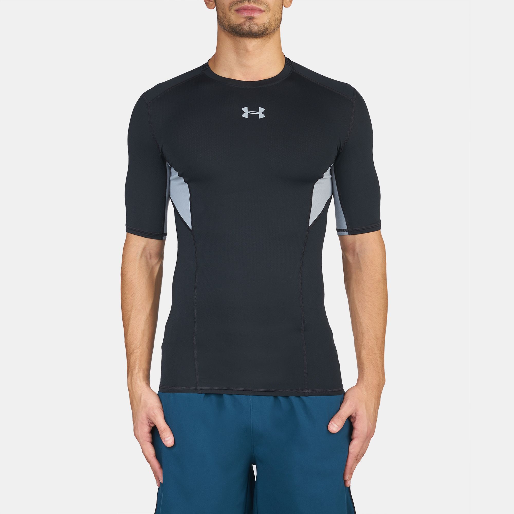 Under Armour CoolSwitch Short Sleeve Mens Compression Top UA Shirt 1271334 Grey