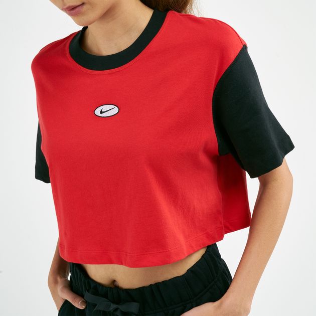 red nike crop top