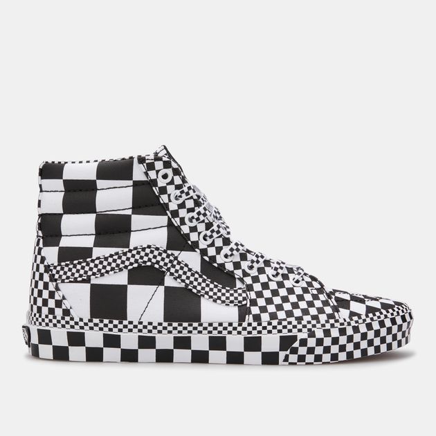 black and white high top checkered vans