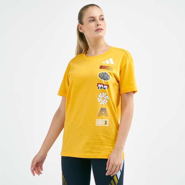 yellow adidas t shirt women's