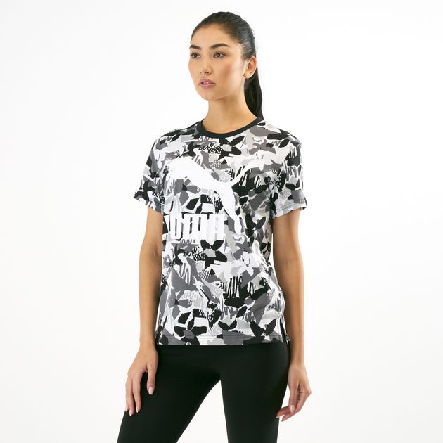 Puma Women S Classics Allover Print Logo T Shirt T Shirts Tops