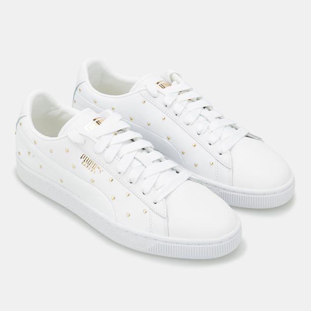 puma basket studs white