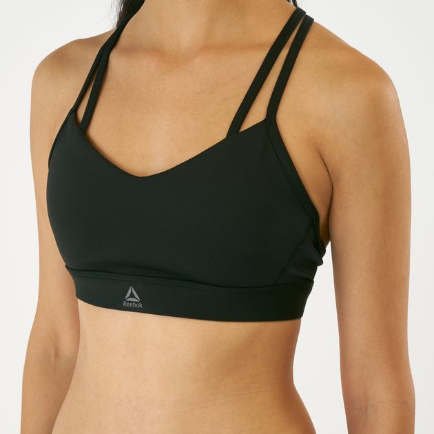 strappy padded sports bra