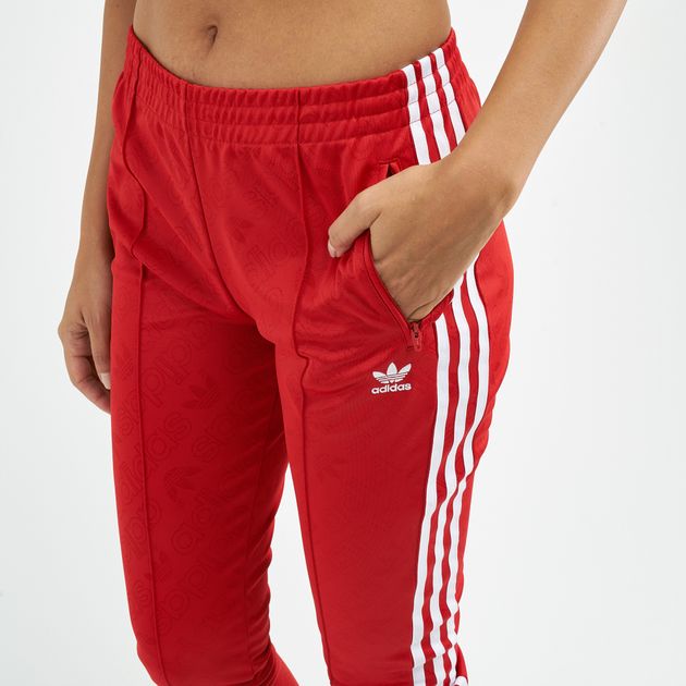 adidas track pants womens red