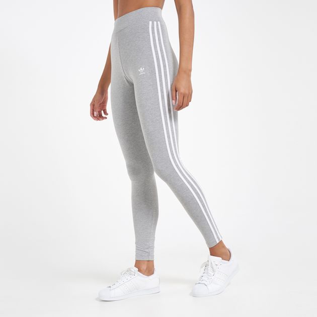 adidas originals 3 stripe leggings grey